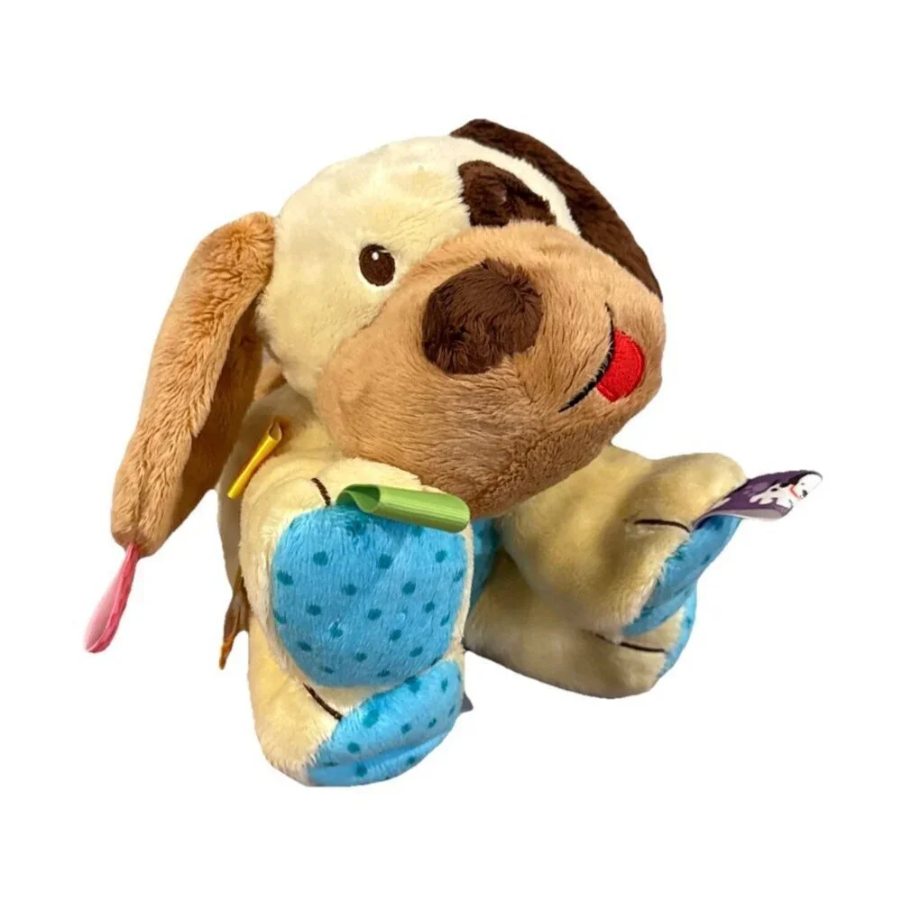 TAGGIES Plush Puppy Dog Tag n Go Pals Baby Lovey Satin Ribbon Comfort Toy Rattle